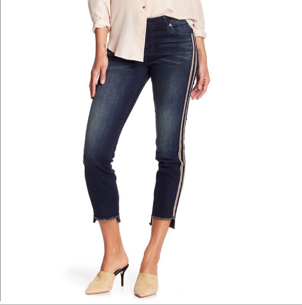 KUT from the KLOTH Reese Ankle Straight Leg Jeans Railroad Stripe Size 2